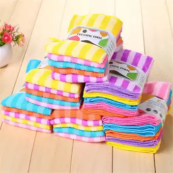 Walmart KUMHONW 10pcs Kitchen Towel Cleaning Rags Cleaning Towel Duster Cloth Cleaning Cloth Stripe Wipes offer