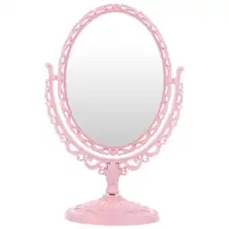 Walmart Tabletop Vanity Mirror Double-Sided Magnifying Makeup Mirror with 360 Degree Rotation (Oval, Pink) offer