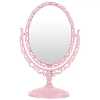 Walmart Tabletop Vanity Mirror Double-Sided Magnifying Makeup Mirror with 360 Degree Rotation (Oval, Pink) offer