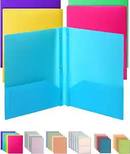 Walmart Folders with Pockets and Prong with Fasteners 2 Pocket Folder 3 Prong Folders Plastic Blue offer