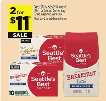 Dollar General Seattle's Best K-Cups 10 ct. or Ground Coffee Bag 12 oz offer