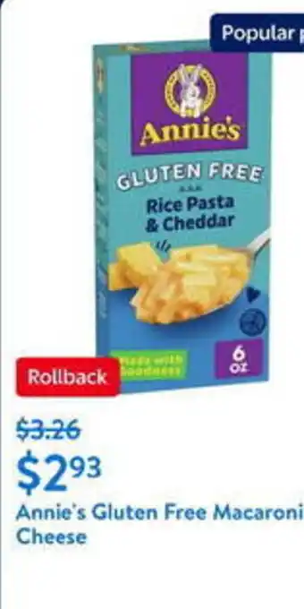 Walmart Annie's Gluten Free Macaroni Cheese offer