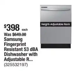 The Home Depot Samsung Fingerprint Resistant 53 dBA Dishwasher with Adjustable R... offer