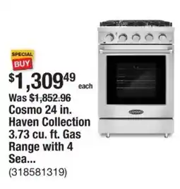 The Home Depot Cosmo 24 in. Haven Collection 3.73 cu. ft. Gas Range with 4 Sea... offer