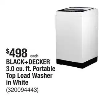 The Home Depot Black+decker 3.0 cu. ft. portable top load washer in white offer