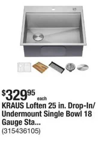 The Home Depot KRAUS Loften 25 in. Drop-In/ Undermount Single Bowl 18 Gauge Sta... offer