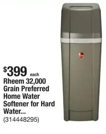 The Home Depot Rheem 32,000 Grain Preferred Home Water Softener for Hard Water... offer