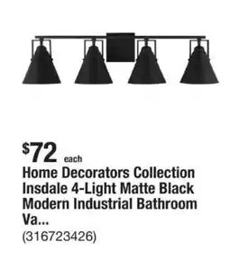 The Home Depot Home decorators collection insdale 4-light matte black va... offer