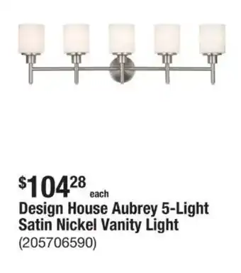 The Home Depot Design House Aubrey 5-Light Satin Nickel Vanity Light offer