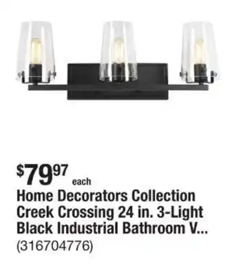 The Home Depot Home Decorators Collection Creek Crossing 24 in. 3-Light Black Industrial Bathroom V... offer