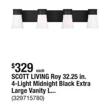 The Home Depot Scott living roy 32.25 in. 4-light midnight black extra large vanity l... offer