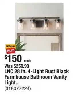 The Home Depot LNC 28 in. 4-Light Rust Black Farmhouse Bathroom Vanity Light... offer