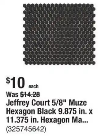 The Home Depot Jeffrey Court 5/8" Muze Hexagon Black 9.875 in. x 11.375 in. Hexagon Ma... offer