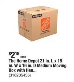 The Home Depot The Home Depot 21 in. L x 15 in. W x 16 in. D Medium Moving Box with Han... offer