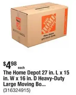 The Home Depot The Home Depot 27 in. L x 15 in. W x 16 in. D Heavy-Duty Large Moving Bo... offer