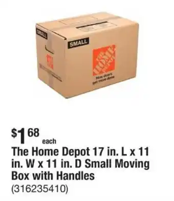 The Home Depot The Home Depot 17 in. L x 11 in. W x 11 in. D Small Moving Box with Handles offer