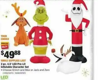 The Home Depot Led Pre-lit Inflatable Character Set offer