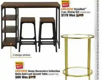 The Home Depot Home Decorators Collection Bella Gold Leaf Accent Table Or Stylewell 3 Pc. Dining Set offer