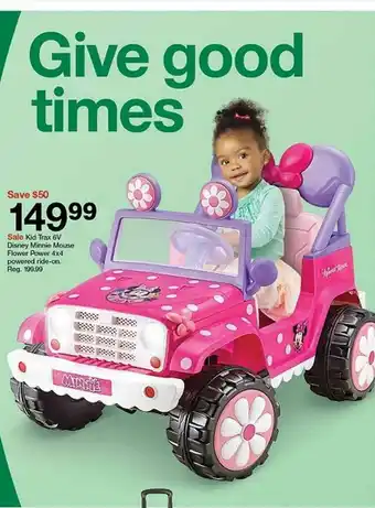 Target Kid Trax 6v Disney Minnie Mouse Flower Power 4x4 Powered Ride-on offer