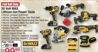Ace Hardware Dewalt 20 Volt Max Lithium-lon Power Tools offer