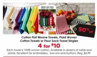 Craft Warehouse Cotton Flat Weave Towels,plaid Woven Cotton Towels Or Flour Sack Towel Singles offer