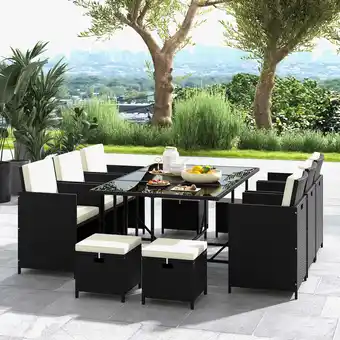 Walmart Costway 11 Pieces Patio Dining Set Space-saving Wicker Chairs & Tempered Glass Table offer