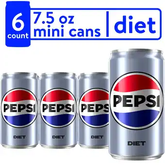 Walmart Diet Pepsi Mini Cans, 6 Count,, 7.5 fl oz Cans offer