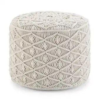 Walmart Coates Contemporary Round Macrame Pouf in Cloud Gray Cotton offer