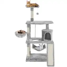 Walmart Yaheetech 63.5″ H Cat Tree with Basket Hammock Scratching Post for Indoor Cats, Light Gray offer