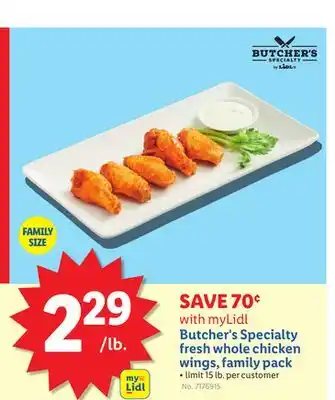 Lidl Butcher's Specialty fresh whole chicken wings, family pack offer