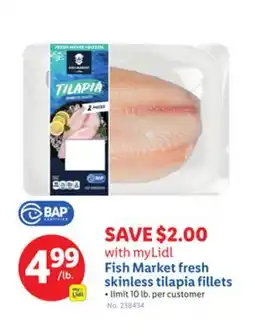 Lidl Fish Market fresh skinless tilapia fillets offer