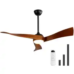 Walmart Sofucor 52 Wood Ceiling Fan with Light and Remote, 3 Blades with Reverse Airflow, Black offer