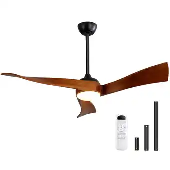 Walmart Sofucor 52 Wood Ceiling Fan with Light and Remote, 3 Blades with Reverse Airflow, Black offer