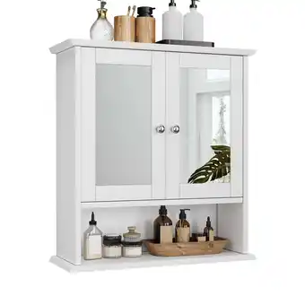 Walmart Algherohein Bathroom Cabinet Storage with Mirror,Medicine Cabinet over The Toilet Shelf,White offer