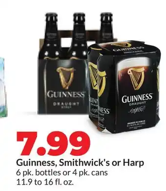 Hy-Vee Guinness, Smithwick's or Harp offer