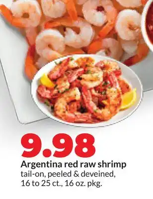 Hy-Vee Argentina red raw shrimp offer