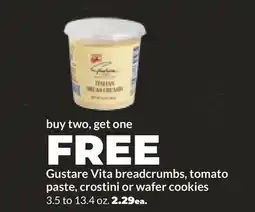 Hy-Vee Gustare Vita breadcrumbs, tomato paste, crostini or wafer cookies offer