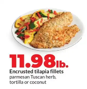 Hy-Vee Encrusted tilapia fillets offer