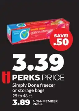 Hy-Vee Simply Done freezer or storage bags offer