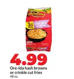 Hy-Vee Ore-Ida hash browns or crinkle cut fries offer