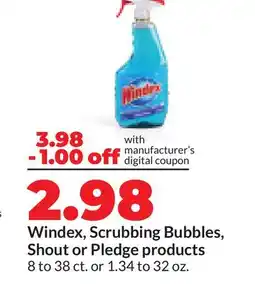 Hy-Vee Windex, Scrubbing Bubbles, Shout or Pledge products offer