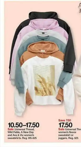 Target Universal Thread, Wild Fable A New Day And Ava & Viv Women's Sweatshirts Or Women' Fleece offer