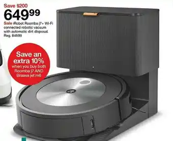 Target Irobot Roomba J7 + Wi-fi Connected Robotic Vacuum With Automatic Dirt Disposal offer