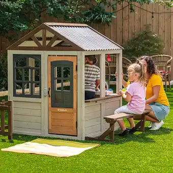 Walmart KidKraft Pioneer Cottage Wooden Playhouse with Doorbell and 13 Pieces offer