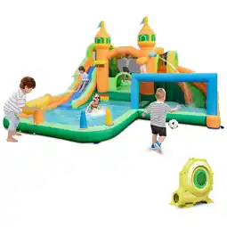 Walmart Gymax Kids Inflatable Water Slide Park w/735W Blower Basketball Rim Wet Dry Combo offer