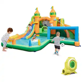 Walmart Gymax Kids Inflatable Water Slide Park w/735W Blower Basketball Rim Wet Dry Combo offer