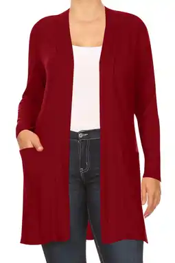 Walmart Women's Plus Size Casual Long Sleeves Loose Fit Side Pockets Solid Cardigan offer