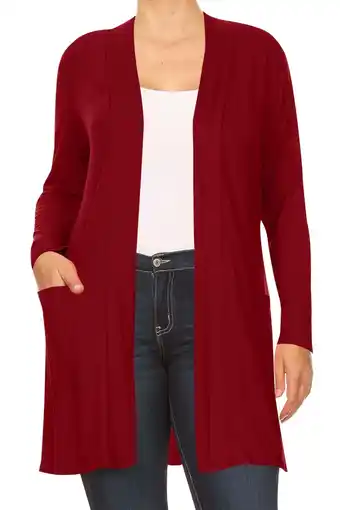 Walmart Women's Plus Size Casual Long Sleeves Loose Fit Side Pockets Solid Cardigan offer