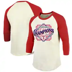 Walmart Men's Majestic Threads Cream/Red Texas Rangers 2023 World Series Champions Raglan 3/4-Sleeve T-Shirt offer