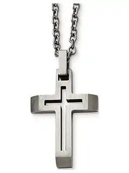 Walmart Mens Stainless Steel Brushed Cross Pendant Necklace with Chain offer